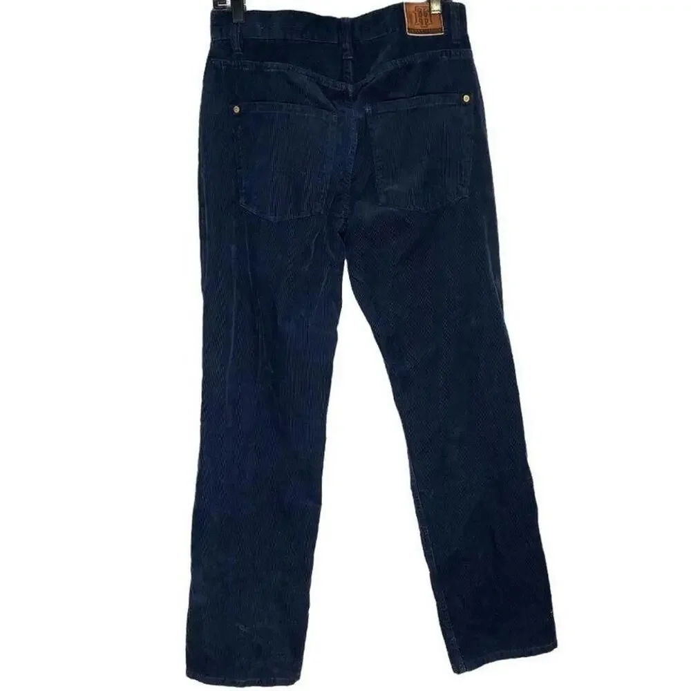 Y2K Tommy Hilfiger Women's High Rise Navy Corduroy Straight Leg Pants Size 30 32